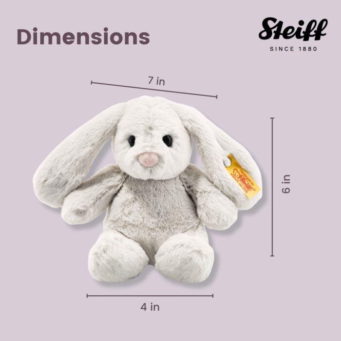 Steiff Hoppie Hase 18 cm hellgrau, Plüschtier Hase mit Schlappohren, Soft Cuddly Friends, flauschiges Stofftier zum Kn – Bild 2