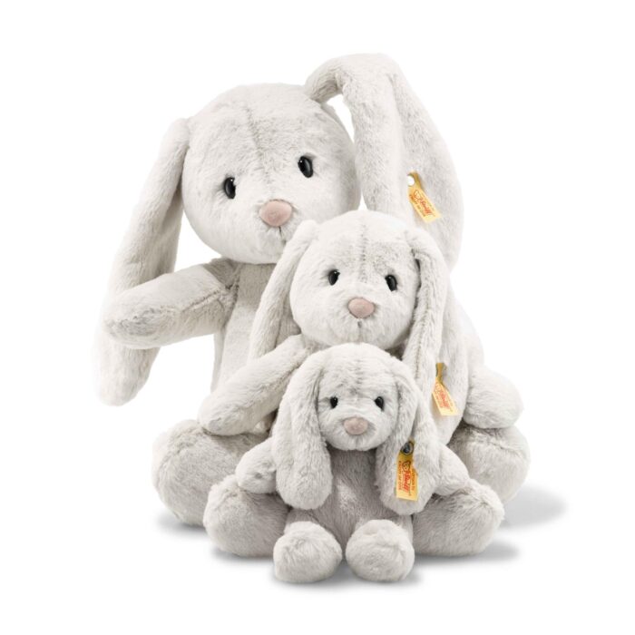 Steiff Hoppie Hase 18 cm hellgrau, Plüschtier Hase mit Schlappohren, Soft Cuddly Friends, flauschiges Stofftier zum Kn – Bild 5